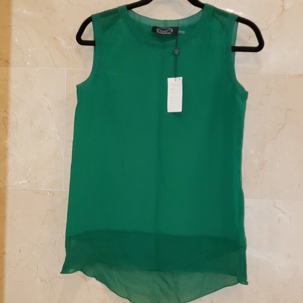WOMEN'S MAGASCHONI EMERALD GREEN SILK TOP BLOUSE